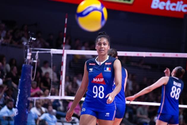 VOLLEYBALL : France VS Slovenie - Nations League - 16 05 2025 TOULOUSE, FRANCE - MAY 16 - VOLLEYBALL : Sabine HAEWEGENE during the first preparatory match of the Women s Volleyball Nations League : France VS Slovenia at the Palais des Sports on May 16, 2025 in Toulouse, France  Copyright: xSylvainxDIONISIOx
