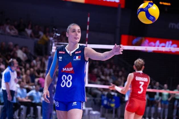 VOLLEYBALL : France VS Slovenie - Nations League - 16 05 2025 TOULOUSE, FRANCE - MAY 16 - VOLLEYBALL : Amelie ROTAR during the first preparatory match of the Women s Volleyball Nations League : France VS Slovenia at the Palais des Sports on May 16, 2025 in Toulouse, France  Copyright: xSylvainxDIONISIOx