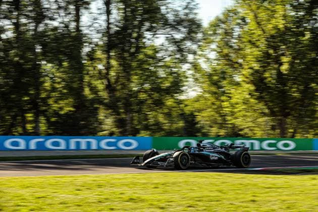 George Russell (GBR) - Mercedes-AMG PETRONAS F1 Team - Mercedes W16 - Mercedes E Performance during Formula 1 AWS Gran Premio del Made in Italy e dell Emilia Romagna 2025 - Autodromo Enzo e Dino Ferrari, Imola (BO) Italy from 15th to 18th May 2025, Formula 1 AWS Gran Premio del Made in Italy e dell Emilia Romagna 2025