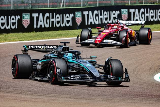 May 16, 2025, Imola, Bo, ITALY: George Russell (GBR) - Mercedes-AMG PETRONAS F1 Team - Mercedes W16 - Mercedes E Performance during Formula 1 AWS Gran Premio del Made in Italy e dell Emilia Romagna 2025 - Autodromo Enzo e Dino Ferrari, Imola (BO) Italy from 15th to 18th May 2025, Imola ITALY - ZUMAm217 20250516_zsp_m217_336 Copyright: xAlessioxDexMarcox