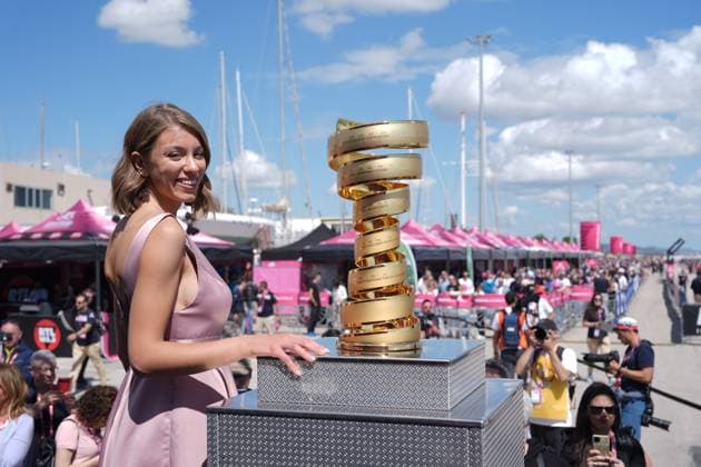 The trophy during the stage 8 of the Giro d™Italia from Giulianova to Castelraimondo, Italy - Saturday, May 17, 2025. - cycling.  Copyright: xGianmattiaxD Alberto xLaPressex