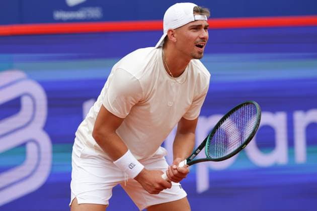 GER, Hamburg, xFSx, ATP500 Mens Tennis Tournament Bitpanda Hamburg Open 2025, 17 05 2025 Marko Topo GER Emilio Nava USA Marko Topo GER serving Copyright: HMBxMedia FernandoxSoares