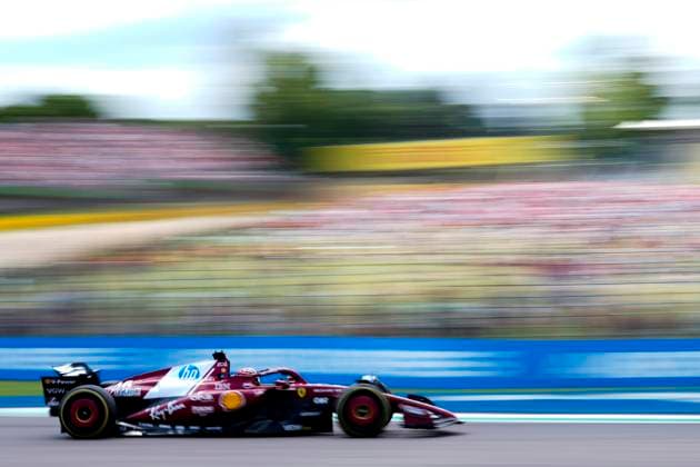 May 17, 2025, Imola, Italia: Charles Leclerc of Monaco and Scuderia Ferrari HP drive on track during free practice 3 of the Formula 1 GP Of Made in Italy and Emilia Romagna at Enzo e Dino Ferrari Circuit in Imola, Italy, 17 May 2025.ANSA DANILO DI GIOVANNI Formula 1 GP Of Made In Italy And Emilia Romagna - Qualify  - ZUMAa110 20250517_zaf_a110_047 Copyright: xDaniloxDixGiovannix