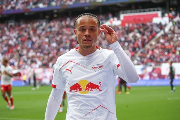 17 05 2025, xgox, Soccer 1 Bundesliga, RB Leipzig VfB Stuttgart emspor, v l jubilation after the 1 0 by Xavi Simons Leipzig, 10 DFL DFB REGULATIONS PROHIBIT ANY USE OF PHOTOGRAPHS as IMAGE SEQUENCES and or QUASI VIDEO Leipzig