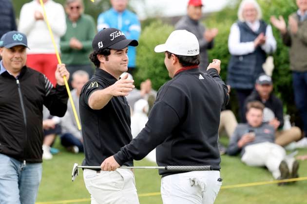 GOLF - Goesser Open 2025 MARIA LANKOWITZ,AUSTRIA,17.MAY.25 - GOLF - Alps Tour, Goesser Open, GC Erzherzog Johann. Image shows Jorge Maicas (ESP) and Asier Aguirre Izcue (ESP) .  GEPAxpictures xHansxOberlaender