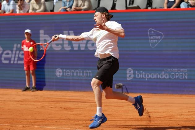 GER, Hamburg, xFSx, ATP500 Mens Tennis Tournament Bitpanda Hamburg Open 2025, 17 05 2025 Max Wiskandt GER plays a forehand Copyright: HMBxMedia FernandoxSoares