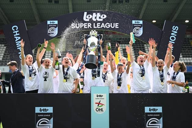 Football, Women, OH Leuven celebrates winning the championship in Belgium