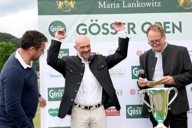 GOLF - Goesser Open 2025 MARIA LANKOWITZ,AUSTRIA,17.MAY.25 - GOLF - Alps Tour, Goesser Open, GC Erzherzog Johann. Image shows Gerald Stangl (Murhof), Alessandro Pia (Alpstour) and Klaus Geyrhofer (Murhof).  GEPAxpictures xHansxOberlaender