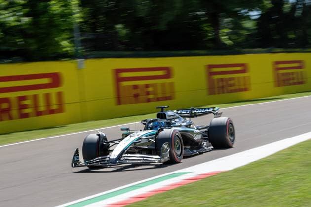 F1 GP Imola Italy Friday, 16 05 2025 George Russell 63, Mercedes AMG Petronas F1 Team F1 GP Imola Italy Friday, 16 05 2025 Copyright: xBEAUTIFULxSPORTS Erlhofx