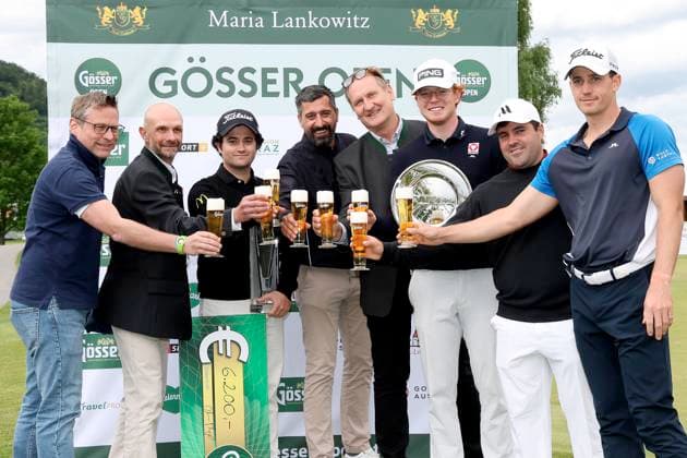 GOLF - Goesser Open 2025 MARIA LANKOWITZ,AUSTRIA,17.MAY.25 - GOLF - Alps Tour, Goesser Open, GC Erzherzog Johann. Image shows Thomas Apfelthaler, Alessandro Pia (Alpstour), Jorge Maicas (ESP) , Oliver Plieschnig (Brau Union), Klaus Geyrhofer, Fabian Lang (AUT), Asier Aguirre Izcue (ESP) and Timon Baltl (AUT) . GEPAxpictures xHansxOberlaender
