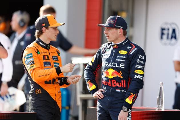 81 Oscar Piastri AUS, McLaren F1 Team , 1 Max Verstappen NLD, Oracle Red Bull Racing , F1 Grand Prix of Emilia Romagna at Autodromo Internazionale Enzo e Dino Ferrari on May 17, 2025 in Imola, Italy Photo by HOCH ZWEI Imola Italy