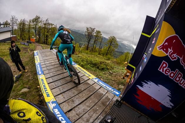 Whoop UCI MTB World Series DHI Worldcup Bielsko BiaÅa BALANCHE Camille YETI FOX FACTORY RACE TEAMat Whoop UCI MTB World Series DHI Worldcup Bielsko BiaÅa, 17 05 2025,in Szczyrk,POL Photo Sebastian Sternemann