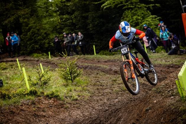 Whoop UCI MTB World Series DHI Worldcup Bielsko BiaÅa BLEWITT Jess CUBE FACTORY RACINGat Whoop UCI MTB World Series DHI Worldcup Bielsko BiaÅa, 17 05 2025,in Szczyrk,POL Photo Sebastian Sternemann