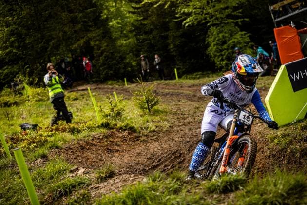 Whoop UCI MTB World Series DHI Worldcup Bielsko BiaÅa HEMSTREET Gracey NORCO RACE DIVISIONat Whoop UCI MTB World Series DHI Worldcup Bielsko BiaÅa, 17 05 2025,in Szczyrk,POL Photo Sebastian Sternemann