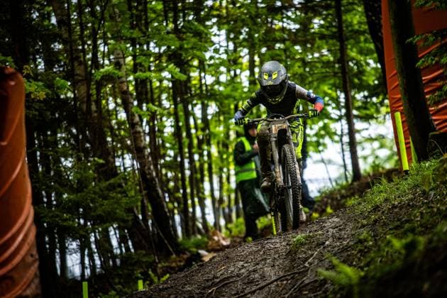 Whoop UCI MTB World Series DHI Worldcup Bielsko BiaÅa HRASTNIK Monika AON RACING TOURNE CAMPERVANSat Whoop UCI MTB World Series DHI Worldcup Bielsko BiaÅa, 17 05 2025,in Szczyrk,POL Photo Sebastian Sternemann