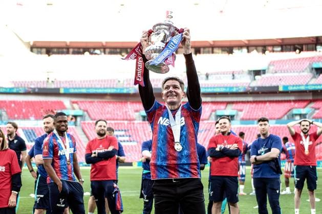 London, England, May 17 2025: Oliver Glasner (Crystal Palace manager) celebrates after winning the FA Cup Final game between Crystal Palace and Manchester City at Wembley Stadium in London, England. (Pedro Porru SPP) Copyright: xPedroxPorrux xSPPx spp-en-PePoSp-HE5A0950_DxO