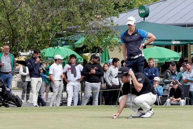GOLF - Goesser Open 2025 MARIA LANKOWITZ,AUSTRIA,17.MAY.25 - GOLF - Alps Tour, Goesser Open, GC Erzherzog Johann. Image shows Jorge Maicas (ESP) and Timon Baltl (AUT) .  GEPAxpictures xHansxOberlaender