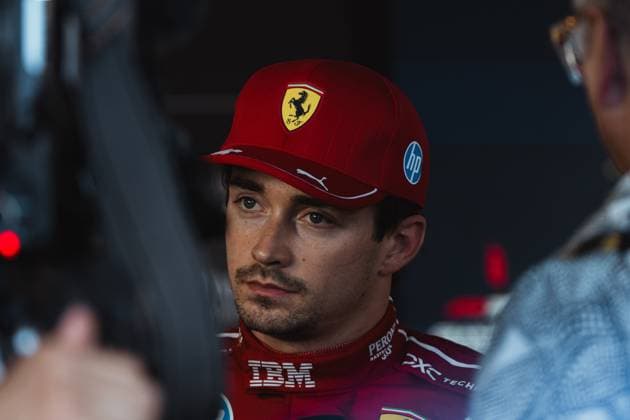 May 17, 2025, Imola, Bologna, Italy: CHARLES LECLERC (Ferrari) being interviewd in the tv pen after exiting Q2 in quali at the Emilia-Romgna Grand Prix 2025 Imola Italy - ZUMAr193 20250517_zsp_r193_288 Copyright: xSaraxRuffonix