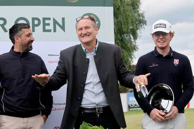 GOLF - Goesser Open 2025 MARIA LANKOWITZ,AUSTRIA,17.MAY.25 - GOLF - Alps Tour, Goesser Open, GC Erzherzog Johann. Image shows Oliver Plieschnig (Brau Union), Klaus Geyrhofer (Murhof) and Fabian Lang (AUT) .  GEPAxpictures xHansxOberlaender