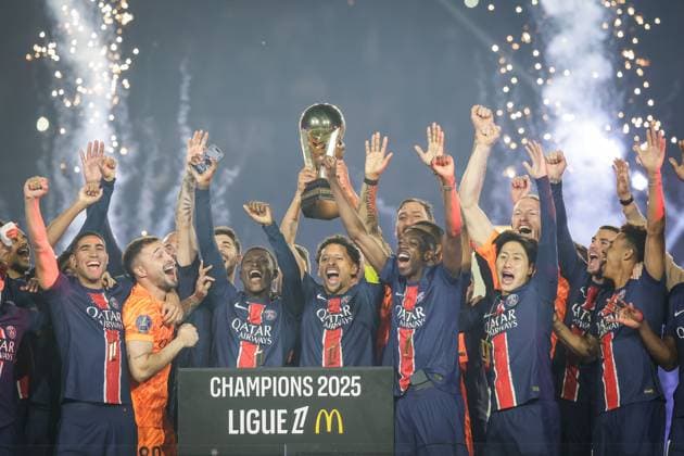 Football, Paris St Germain celebrates winning the championship in France