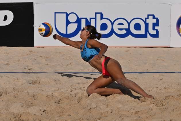 May 17, 2025, Madrid, Madrid, Spain: 2 ADRIANA SERRANO (ESP) competes during the 2025 VW Beach Pro Tour Futures Women - Madrid (ESP) between SPAIN and NEDERLAND at Parque Deportivo Puerta de Hierro on may 17, 2025 in Madrid, Spain. Madrid Spain - ZUMAc312 20250517_zsp_c312_093 Copyright: xOscarxManuelxSanchezx