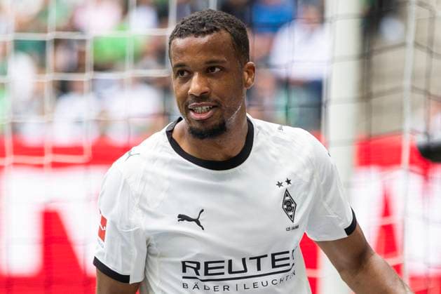 Alassane Plea Borussia Mönchengladbach, 14 Mönchengladbach, Soccer 1 Bundesliga 34 Matchday, Matchday 34, Borussia Mönchengladbach VfL Wolfsburg, 17 05 2025, Borussia Park, Mönchengladbach DFL regulations prohibit any use of photographs as image sequences and or quasi video Â