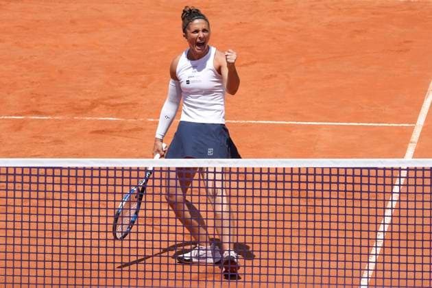 Sara Errani of Italy during the women double final of the Internazionali BNL d Italia 2025 tennis tournament against Veronika Kudermetova of Russia and Elise Mertens of Belgium at Foro Italico in Rome, Italy on May 18, 2025. Jasmine Paolini and Sara Erran won 6-4, 7-5. AntoniettaxBaldassarre