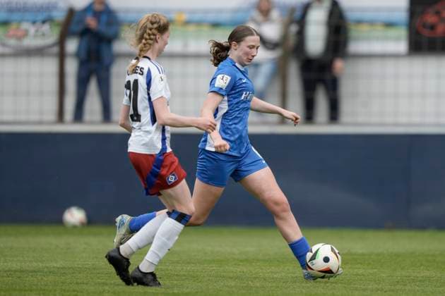18 05 2025, Hänsch Arena, Meppen, GER, 2 Frauen Bundesliga SV Meppen vs Hamburger SV, Laura Bröring SV Meppen 6 DFL REGULATIONS PROHIBIT ANY USE OF PHOTOGRAPHS AS IMAGE SEQUENCES AND OR QUASI VIDEO Meppen Niedersachsen Germany Hänsch Arena