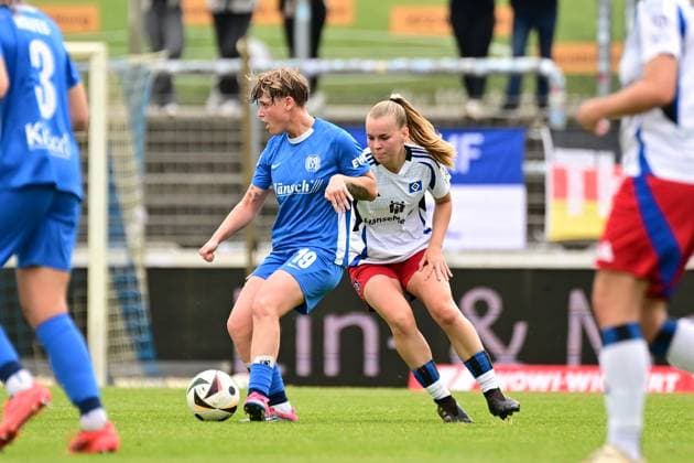 Soccer I Women I Season 2024 2025 I 2 Bundesliga I 26 Matchday I SV Meppen Hamburger SV I 18 05 2025 Lea Mauly 19, SV Meppen 1912 e V Svea Stoldt 8, Hamburger SV Meppen Hänsch Arena Niedersachsen Germany Copyright: xLobeca FelixxSchlikisx