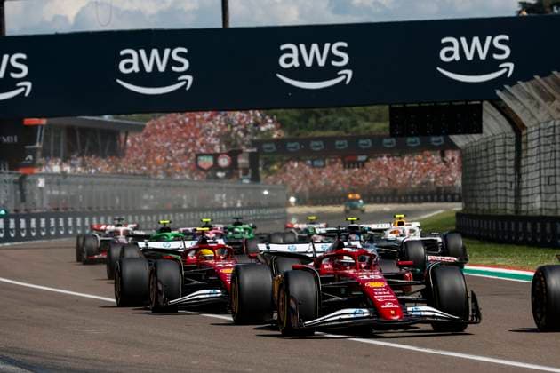 F1 - EMILIA ROMAGNA GRAND PRIX 2025 16 LECLERC Charles (mco), Scuderia Ferrari SF-25, action 44 HAMILTON Lewis (gbr), Scuderia Ferrari SF-25, action during the Formula 1 AWS Gran Premio del Made in Italy e Dell™Emilia-Romagna 2025, Emilia Romagna Grand Prix 2025, 7th round of the 2025 FIA Formula One World Championship, WM, Weltmeisterschaft from May 16 to 18, 2025 on the Autodromo Internazionale Enzo e Dino Ferrari, in Imola, Italy - ImolaItaly Copyright: xJavierxJimenezx