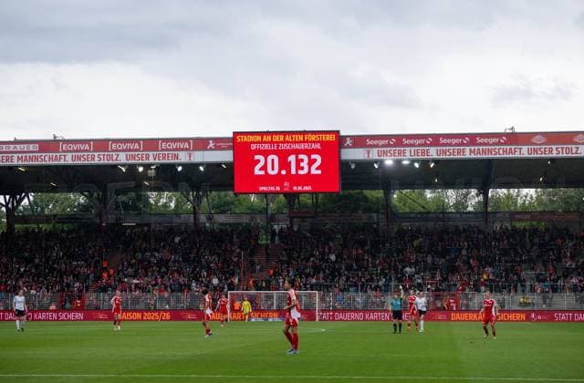 Soccer, Women, Season 2024 2025, 2 Women Bundesliga 26 Matchday , 1 FC Union Berlin FSV Gütersloh, Scoreboard with number of spectators 20132, 18 05 2025, Copyright: xMatthiasxKochx