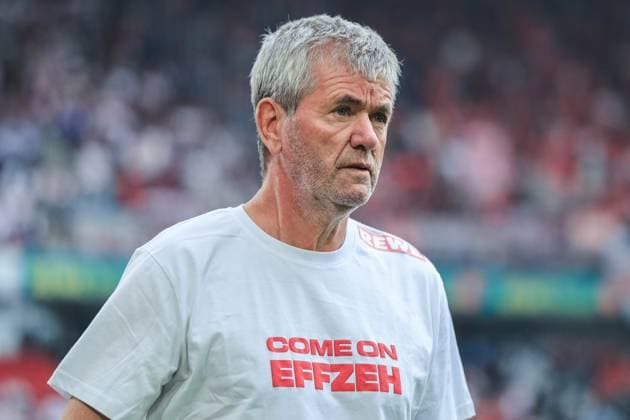 Soccer 2 Bundesliga 34 Matchday 1 FC Köln 1 FC Kaiserslautern on 18 05 2025 at RheinEnergieStadion in Cologne Friedhelm Funke Coach Head Coach Cologne DFL regulations prohibit any use of photographs as image sequences and or quasi video xJRx