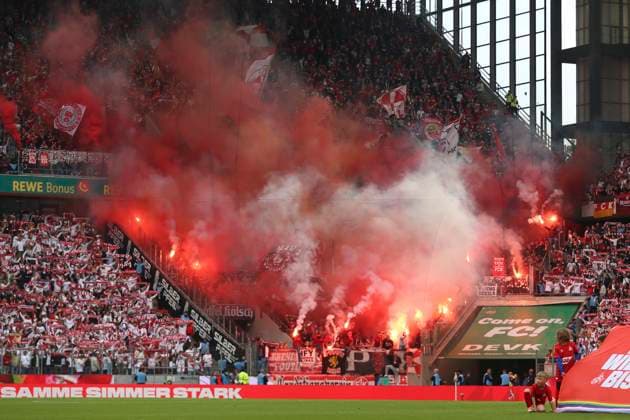 Fans of 1 FC Kaiserslautern using pyrotechnics during the 2 Bundesliga match between 1 FC Köln and 1 FC Kaiserslautern at RheinEnergieStadion on May 18, 2025 in Cologne, Germany Photo by Oliver Kaelke DeFodi Images Supporters of 1 FC Kaiserslautern use pyrotechnics during the 2 Bundesliga match between 1 FC Köln and 1 FC Kaiserslautern at RheinEnergieStadion on May 18, 2025 in Cologne, Germany Photo by Oliver Kaelke DeFodi Images DFB DFL REGULATIONS PROHIBIT ANY USE OF PHOTOGRAPHS AS IMAGE SEQUENCES AND OR QUASI VIDEO Photo by Oliver Kaelke DeFodi Images