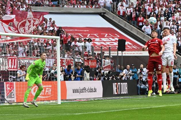 Eric Martel 1 FC Koeln scores his team™s first goal during the 2 Bundesliga match between 1 FC Köln and 1 FC Kaiserslautern at RheinEnergieStadion on May 18, 2025 in Cologne, Germany Photo by Ralf Treese DeFodi Images Eric Martel 1 FC Koeln scores his team™s first goal during the 2 Bundesliga match between 1 FC Köln and 1 FC Kaiserslautern at RheinEnergieStadion on May 18, 2025 in Cologne, Germany Photo by Ralf Treese DeFodi Images DFB DFL REGULATIONS PROHIBIT ANY USE OF PHOTOGRAPHS AS IMAGE SEQUENCES AND OR QUASI VIDEO Photo by Ralf Treese DeFodi Images