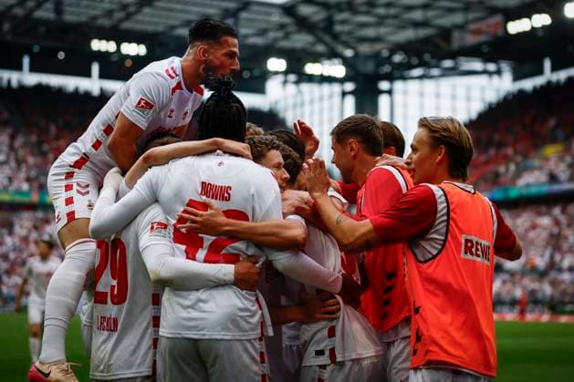 2 Soccer Bundesliga, 1 FC Köln 1 FC Kaiserslautern, 18 05 2025 Goal celebration Luca Waldschmidt 1 FC Köln, 9 scores for 2 0 34 Matchday of 2 Soccer Bundesliga, 2 Soccer Bundesliga, 1 FC Köln 1 FC Kaiserslautern on 18 05 2025 at RheinEnergie Stadion in Cologne THE DFL REGULATIONS PROHIBIT ANY USE OF PHOTOS AS IMAGE SEQUENCES AND OR QUASI VIDEO Copyright: xBEAUTIFULxSPORTS AxelxKohringx