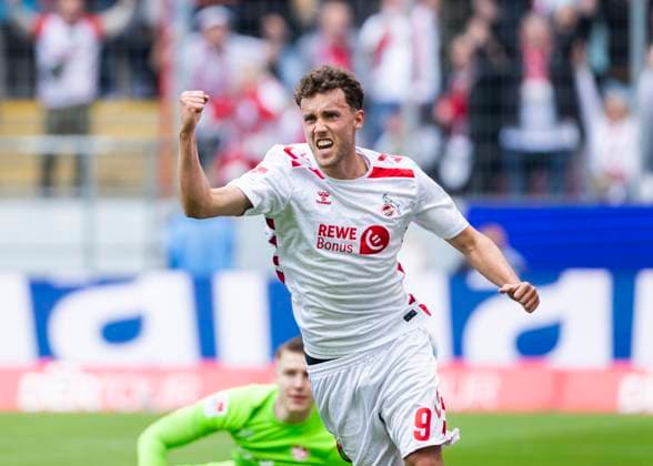 Köln, RheinEnergieStadion, 18 05 2025 Luca Waldschmidt of Koeln celebrates scoring the 2 0 goal during the 2 Bundesliga match 1 FC Köln vs 1 FC Kaiserslautern
