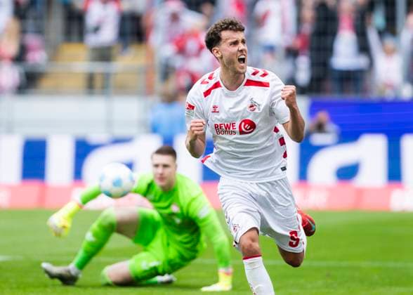 Köln, RheinEnergieStadion, 18 05 2025 Luca Waldschmidt of Koeln celebrates scoring the 2 0 goal during the 2 Bundesliga match 1 FC Köln vs 1 FC Kaiserslautern