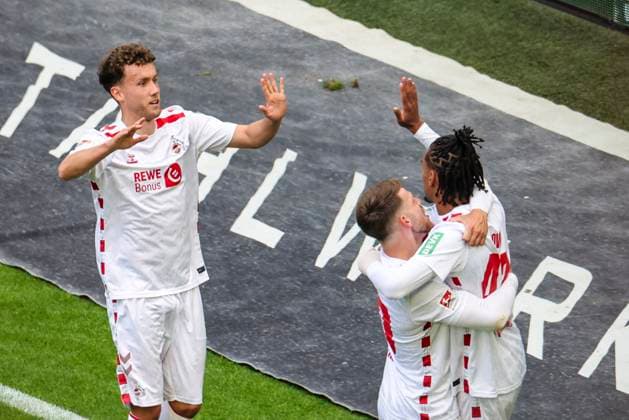 Soccer 2 Bundesliga, 1 FC Köln 1 FC Kaiserslautern, Matchday 34, RheinEnergieStadion Goal celebration 1 FC Köln after the 2-0 goal by Colognes Luca Waldschmidt li