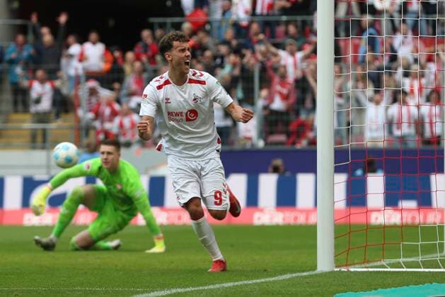 Luca Waldschmidt 1 FC Koeln celebrates after scoring his team s second goal during the 2 Bundesliga match between 1 FC Koeln and 1 FC Kaiserslautern at the RheinEnergieStadion on May 18, 2025 in Cologne, Germany, Germany Photo by Oliver Kaelke DeFodi Images Luca Waldschmidt 1 FC Koeln celebrates after scoring his team s second goal during the 2 Bundesliga match between 1 FC Köln and 1 FC Kaiserslautern at RheinEnergieStadion on May 18, 2025 in Cologne, Germany Photo by Oliver Kaelke DeFodi Images DFB DFL REGULATIONS PROHIBIT ANY USE OF PHOTOGRAPHS AS IMAGE SEQUENCES AND OR QUASI VIDEO Photo by Oliver Kaelke DeFodi Images