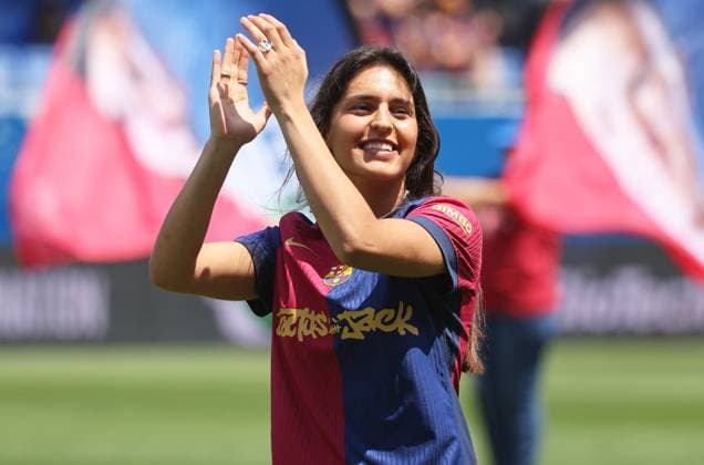 FC Barcelona, Barca Femeni v Athletic Club Femenino - Liga F Kika Nazareth celebrates at the end of the match between FC Barcelona Femeni and Athletic Club Femenino, corresponding to week 30 of the Liga F, played at the Johan Cruyff Stadium in Barcelona, Spain, on May 18, 2025. Barcelona Barcelona Spain  Copyright: xUrbanandsportx originalFilename:urbanandsport-fcbarcel250518_npKhb.jpg