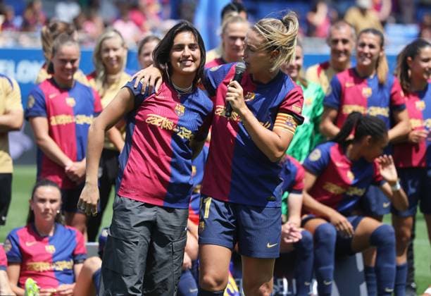 FC Barcelona, Barca Femeni v Athletic Club Femenino - Liga F Alexia Putellas and Kika Nazaretn stand at the end of the match between FC Barcelona Femeni and Athletic Club Femenino, corresponding to week 30 of the Liga F, at the Johan Cruyff Stadium in Barcelona, Spain, on May 18, 2025. Barcelona Barcelona Spain  Copyright: xUrbanandsportx originalFilename:urbanandsport-fcbarcel250518_npZwW.jpg