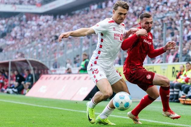 2 Soccer Bundesliga, 1 FC Köln 1 FC Kaiserslautern, 18 05 2025 Duel Joel Schmied 1 FC Köln, 2 , Luca Sirch 1 FC Kaiserslautern, 31 2 Soccer Bundesliga, 1 FC Köln 1 FC Kaiserslautern, Köln, RheinEnergiestadion am 18 05 2025 DFL REGULATIONS PROHIBIT ANY USE OF PHOTOGRAPHS AS IMAGE SEQUENCES AND OR QUASI VIDEO Copyright: xBEAUTIFULxSPORTS Wunderlx