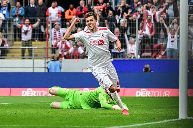 Goal celebration for 2 0 by Luca Waldschmidt Koeln 9 , 1 FC Koeln vs 1 FC Kaiserslautern, 2 Bundesliga, 34 Spieltag, 18 05 2025 DFB regulations prohibit any use of photographs as image sequences and or quasi video Koeln Nordrhein Westfalen Germany Copyright: xkolbert-press MarcxNiemeyerx
