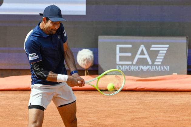 May 18, 2025, Roma, RM: Marcelo Arevalo (SAL) during the Men s Double Final between Marcelo Arevalo (ESA) and Mate Pavic (CRO) versus Sadio Doumbia (FRA) and Fabien Reboul (FRA) at central court during the Internazionali BNL d Italia 2025, Foro Italico in Rome, Italy, 18 May 2025 .ANSA ROBERTO RAMACCIA. Tennis: Italian Open 2025  - ZUMAa110 20250518_zaf_a110_156 Copyright: xRobertoxRamacciax