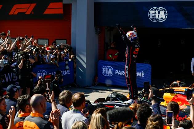 F1 - EMILIA ROMAGNA GRAND PRIX 2025 VERSTAPPEN Max (ned), Red Bull Racing RB21, portrait celebrates his victory at the 400th race of Red Bull Racing team during the Formula 1 AWS Gran Premio del Made in Italy e Dell™Emilia-Romagna 2025, Emilia Romagna Grand Prix 2025, 7th round of the 2025 FIA Formula One World Championship, WM, Weltmeisterschaft from May 16 to 18, 2025 on the Autodromo Internazionale Enzo e Dino Ferrari, in Imola, Italy - ImolaItaly  Copyright: xJavierxJimenezx