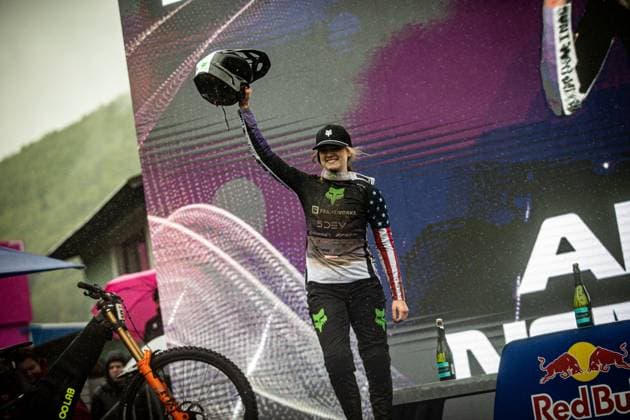 Whoop UCI MTB World Series DHI Worldcup Bielsko BiaÅa NEWKIRK Anna FRAMEWORKS RACING 5DEVat Whoop UCI MTB World Series DHI Worldcup Bielsko BiaÅa, 18 05 2025,in , photo Sebastian Sternemann
