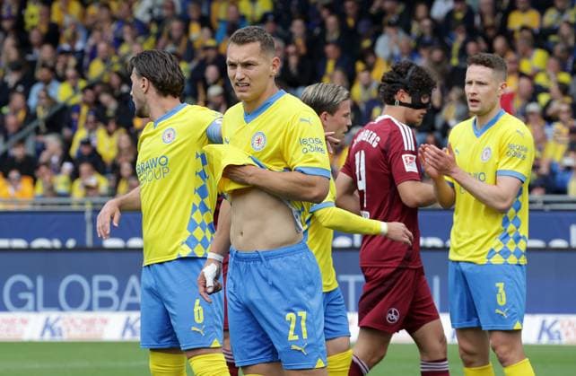 Sven Koehler Eintracht Braunschweig Football, Men, Season 2024 2025 2 BL, Eintracht Stadion, Eintracht Braunschweig vs 1 FC Nuernberg, 1 4 Braunschweig must go into relegation DFL REGULATIONS PROHIBIT ANY USE OF PHOTOGRAPHS AS IMAGE SEQUENCES AND OR QUASI VIDEO