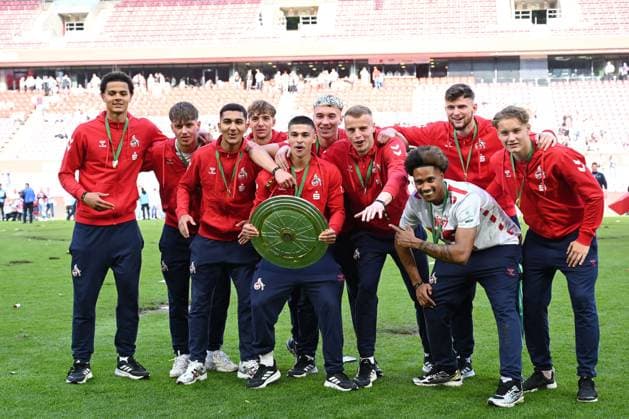 Player 1 FC Koeln A Juniors with championship trophy during the 2 Bundesliga match between 1 FC Köln and 1 FC Kaiserslautern at RheinEnergieStadion on May 18, 2025 in Cologne, Germany Photo by Ralf Treese DeFodi Images Player 1 FC Koeln A Juniors with championship trophy during the 2 Bundesliga match between 1 FC Köln and 1 FC Kaiserslautern at RheinEnergieStadion on May 18, 2025 in Cologne, Germany Photo by Ralf Treese DeFodi Images DFB DFL REGULATIONS PROHIBIT ANY USE OF PHOTOGRAPHS AS IMAGE SEQUENCES AND OR QUASI VIDEO Photo by Ralf Treese DeFodi Images