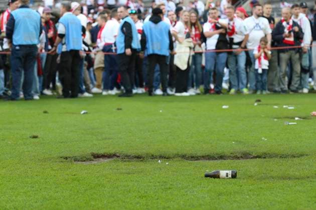 The damaged lawn after the pitch invasion can be seen during the 2 Bundesliga match between 1 FC Köln and 1 FC Kaiserslautern at RheinEnergieStadion on May 18, 2025 in Cologne, Germany Photo by Oliver Kaelke DeFodi Images The damaged lawn after the pitch invasion can be seen during the 2 Bundesliga match between 1 FC Köln and 1 FC Kaiserslautern at RheinEnergieStadion on May 18, 2025 in Cologne, Germany Photo by Oliver Kaelke DeFodi Images DFB DFL REGULATIONS PROHIBIT ANY USE OF PHOTOGRAPHS AS IMAGE SEQUENCES AND OR QUASI VIDEO Photo by Oliver Kaelke DeFodi Images