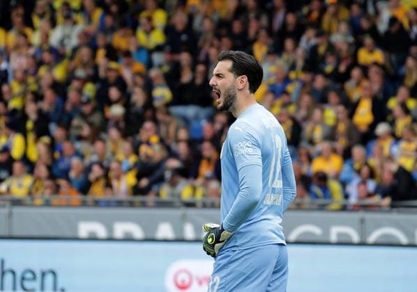 Goalkeeper Marko Johansson Eintracht Braunschweig Football, Men, Season 2024 2025 2 BL, Eintracht Stadion, Eintracht Braunschweig vs 1 FC Nuernberg, 1 4 Braunschweig must go into relegation DFL REGULATIONS PROHIBIT ANY USE OF PHOTOGRAPHS AS IMAGE SEQUENCES AND OR QUASI VIDEO